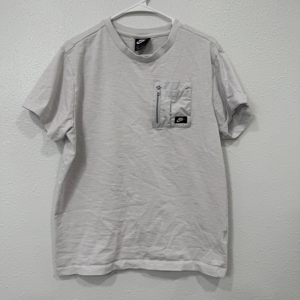 Nike Mens Sportswear Utility Pocket T-Shirt Light Grey Slub Knit Size M QH15